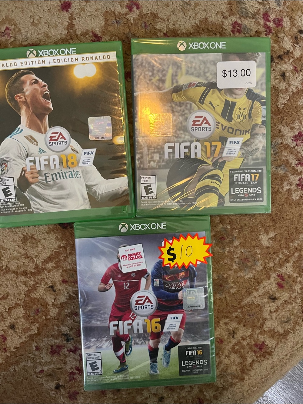 Xbox One Games Lot of 3 FIFA Soccer 16 17 18 Ronaldo Edition Microsoft football